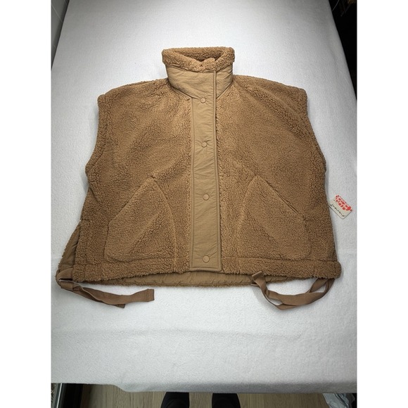 Free People Movement Scout It Out Fleece Vest Women's Small Twig Honey NWT - Picture 2 of 11